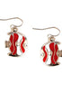 Red  and White Striped  Fish Gold Earrings 