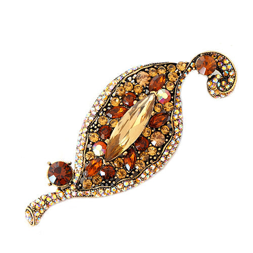 Topaz Mixed Glass Crystal Geometric Design Gold Pin