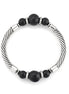 Rhodium Tone Black Beads Rope Style Bracelets
