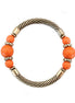 Coral Bead Gold Cable Stretch Bracelet
