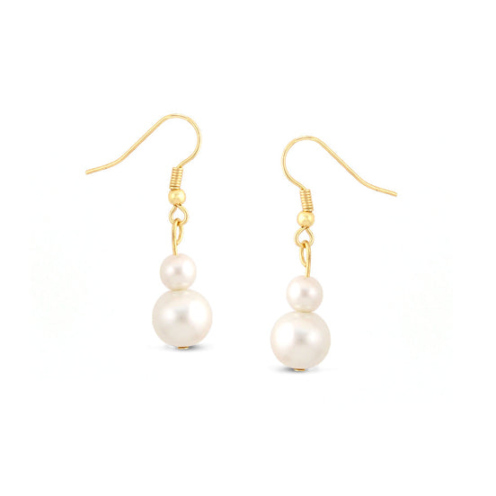 CREAM PEARL EARRINGS #HNE78704 GLD/CRM