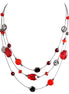 Red Beaded Three-Strand Hematite Illusion Necklace