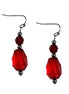 Red Cut Bead Hematite Dangle Earring