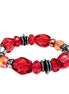 Red Beaded Hematite Stretch Bracelet 