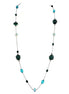 Green Multi Beads Hematite Long Necklace