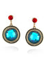 Gold-Tone Metal Blue And Red Stone Earring