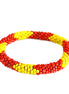 Red and Yellow Mixed Handbeaded Roll on Bracelet