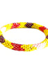 Yellow and Pink Mixed Hand beaded Roll on Bracelet 