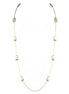Gold Rectangle Beads Long Necklace