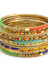 Gold Multicolor  16 Pcs Indian Bangle Set