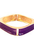 Fancy Enamel Purple Square Gold Hinged Bracelet