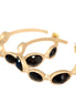 Matt Gold with Jet Cut Beads Hoop Earrings