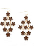 Brown Five Leaf Flowers Bouquet Gold Earrings