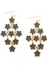 Grey Five Leaf Flowers Bouquet Gold Earrings
