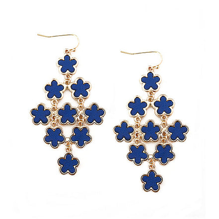 LEATHER EARRING, GOLD/CAPRI BLUE