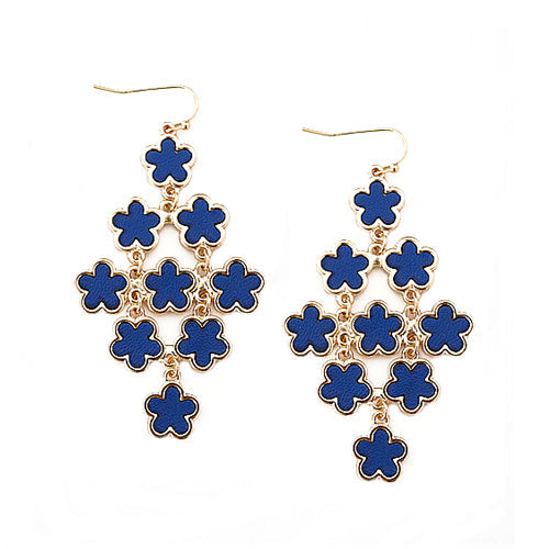 LEATHER EARRING, GOLD/CAPRI BLUE