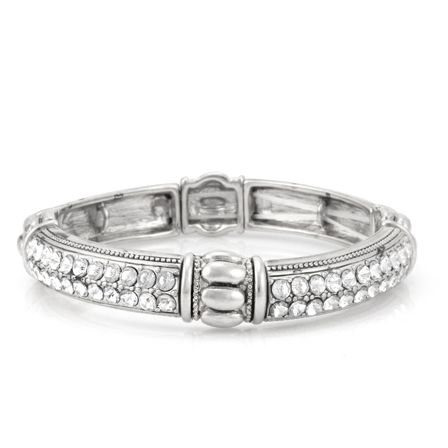 WHITE CRYSTAL SILVER STRETCH BRACELETS #B3160-SIL (LB18)