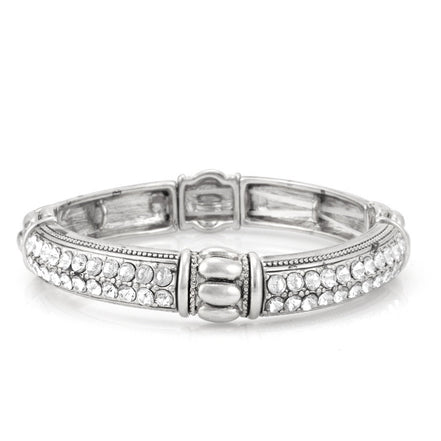 WHITE CRYSTAL SILVER STRETCH BRACELETS #B3160-SIL (LB18)