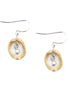 Gold Open Oval with Silver Beads Mixed Dangle Earring