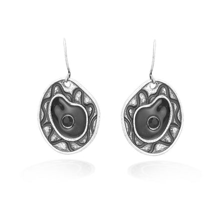 Rhodium-Tone Black Earrings