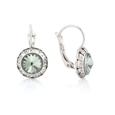 Silver-Tone Olive Crystal Earrings