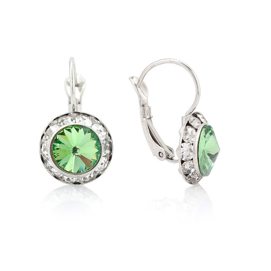 Silver-Tone Green Crystal Earrings