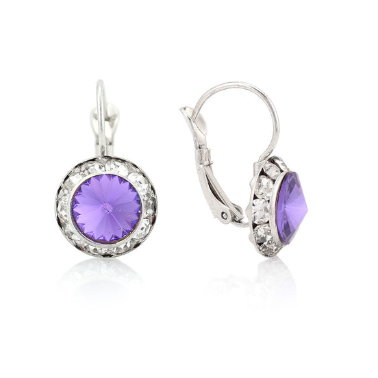 Silver-Tone Amethyst Crystal Earrings