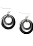 Silver and Hematite Open Double Round Earrings