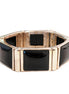Chic Black Rectangle Bead Gold Stretch Bracelet