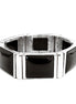 Chic Black Rectangle Bead Silver Stretch Bracelet