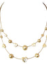 Gold Heart and Hammered Bead with Rhinestone Illusion Necklace