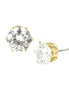 Simple Round Cut Clear Glass Crystal  Gold Earrings 
