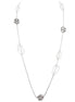 Clear Cut Bead with Fireball Silver Long Necklace