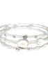 Classic Pearl and Rhinestone with Matt Silver Bracelet Set of 3pcs