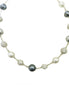 Blue white pearl shambala necklace