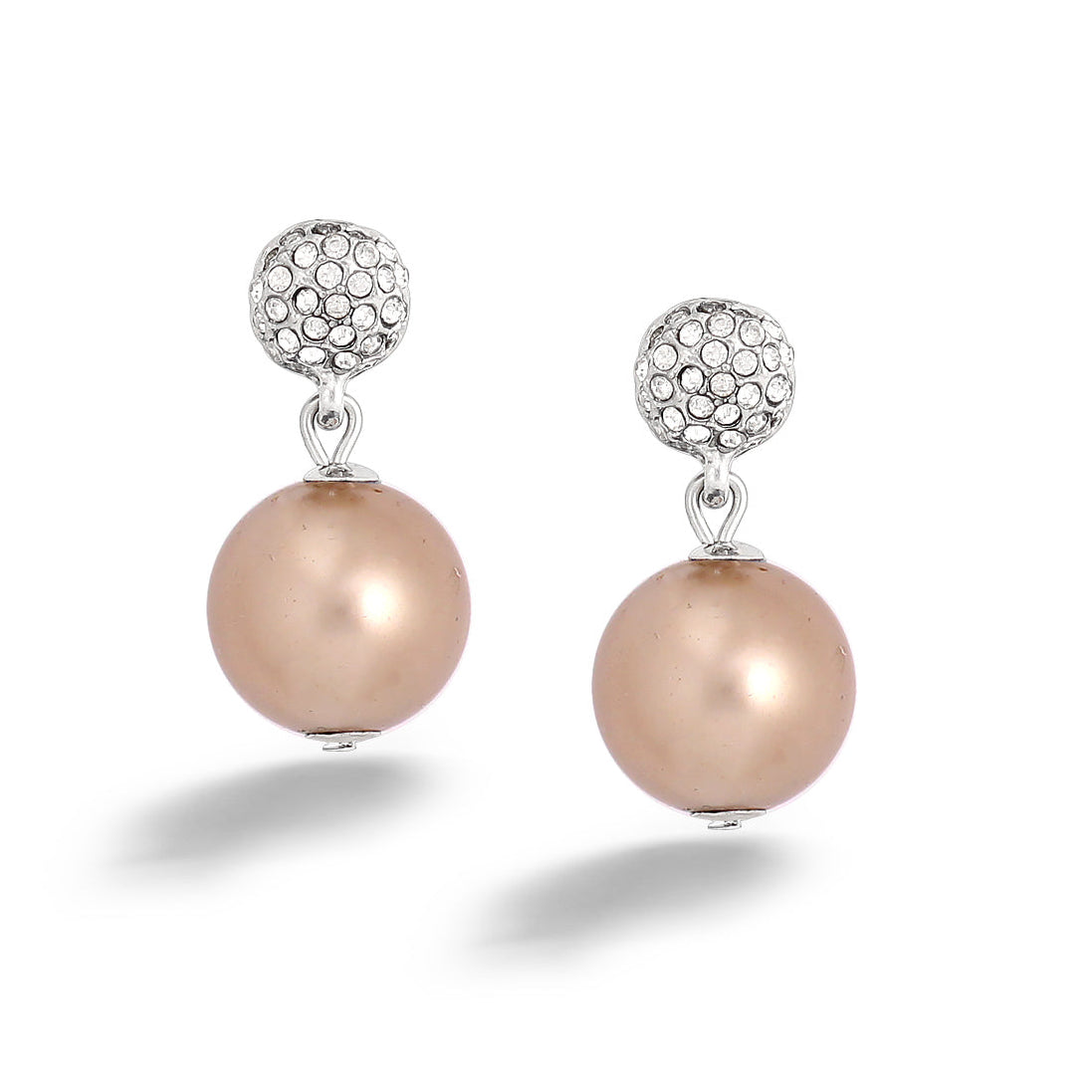 Light Brown And White Crystal Silver Earring