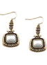 White Square Bead with Gold Antique Earrings