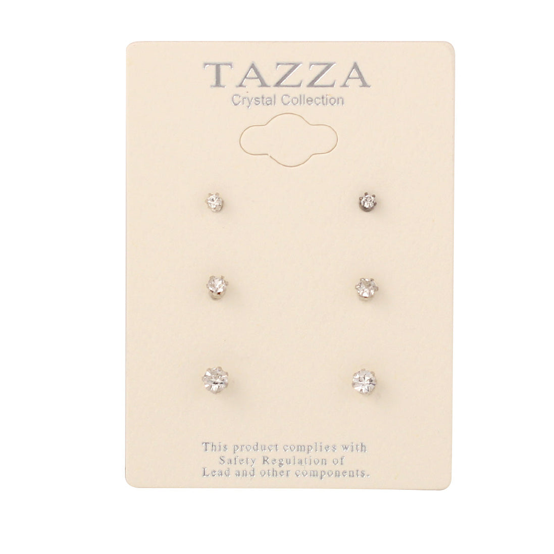 Silver-Tone Metal Graduated Size Set Of 3 Crystal Stud Earrings