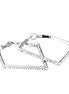 Irregular Silver Square with Rhinestone Hoop Earrings
