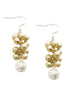 Matt Texture Gold and Silver Ball Grape Dangle Earrings