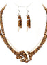 Brown and Natural Beaded Twist Necklace and Earrings Set