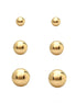 10mm 7mm 5mm Shiny Gold Metal Stud Earring Set of 3pcs