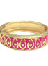 Luxurious Design Fuchsia Enamel Gold Hinged Bracelet