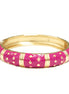 Fuchsia Enmel Gold Metal Decorated Hinged Bracelet
