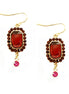 Fabulous Design Red and Pink Mixed Glass Crystal Gold Square Earrings