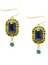 Fabulous Design Blue and Green Mixed Glass Crystal Gold Square Earrings