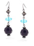 Rhodium-Tone Black And Blue Earrings
