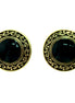 Black round earrings with gold outline