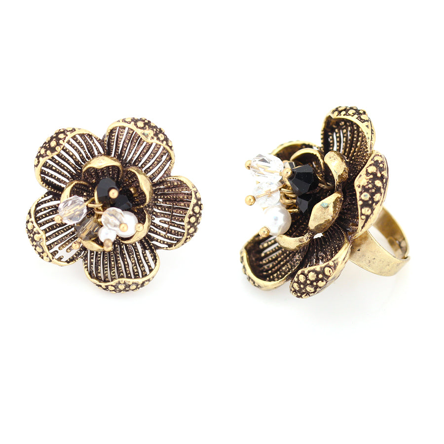 Gold-Tone Metal Flower Ring