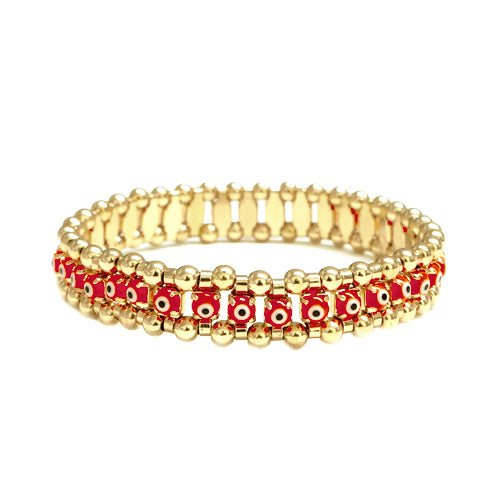 30mm Red Evil Eye with Gold Stretch Bracelet 